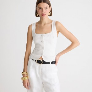 White J.Crew Scoopneck linen-blend vest | J.Crew Factory | ZBDYA7092