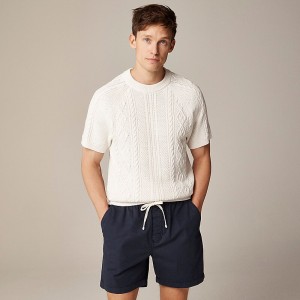 White J.Crew Short-sleeve cotton cable-knit sweater | J.Crew Factory | ARCDX3928