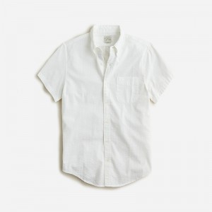 White J.Crew Short-sleeve yarn-dyed seersucker shirt | J.Crew Factory | PVYRE4378