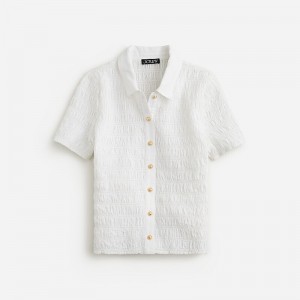 White J.Crew Smocked button-up shirt in Liberty® Eliza's Red fabric | J.Crew Factory | XOPFQ0179