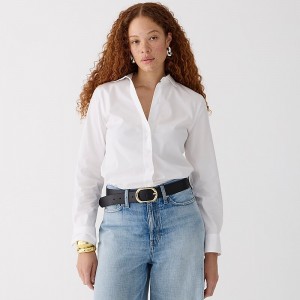 White J.Crew Wren slim shirt in striped stretch cotton poplin blend | J.Crew Factory | OTIAK7120