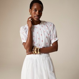 White Red Clip J.Crew Smock-neck puff-sleeve top | J.Crew Factory | NDXER7923