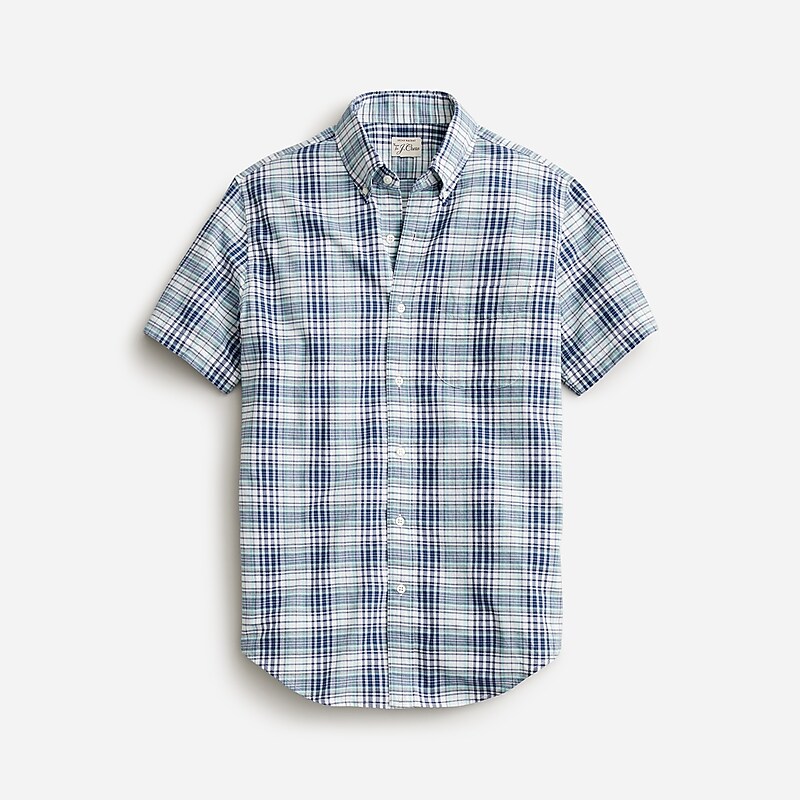 Albert Madras Faded Blu J.Crew Short-sleeve Indian madras shirt | J.Crew Factory | LTQSB1376