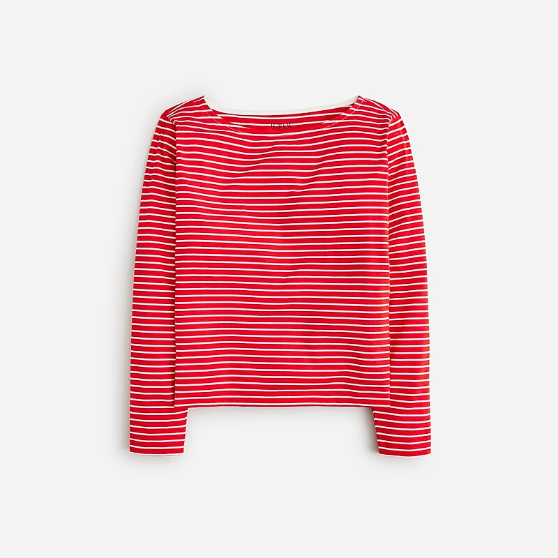 Alexa Stripe Red Ivory J.Crew Pima cotton long-sleeve T-shirt | J.Crew Factory | OFRBC5849