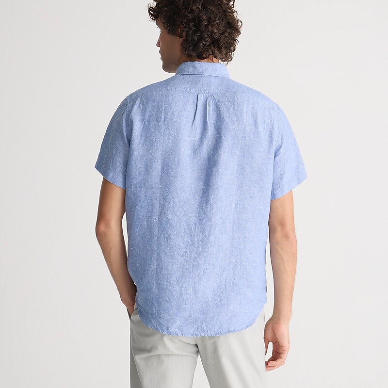 Amalfi Blue Linen Yd J.Crew Short-sleeve Baird McNutt Irish linen shirt | J.Crew Factory | YQGWK3176