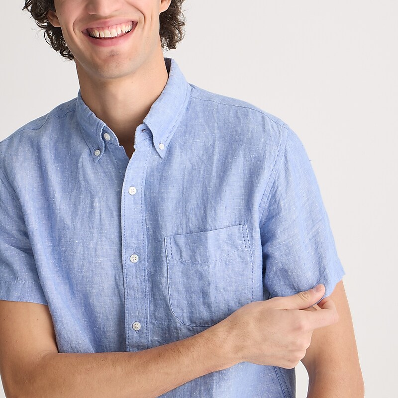 Amalfi Blue Linen Yd J.Crew Short-sleeve Baird McNutt Irish linen shirt | J.Crew Factory | YQGWK3176