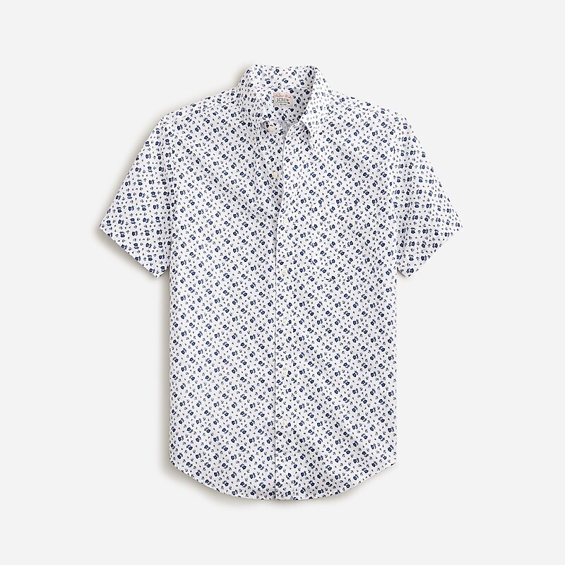 Amsterdam Floral White J.Crew Short-sleeve Secret Wash cotton poplin shirt | J.Crew Factory | PKRDM0368