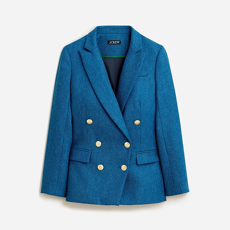 Aqua Blue Herringbone J.Crew Brynn blazer in blue herringbone English wool | J.Crew Factory | DRKYP7480