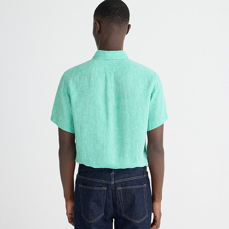 Aquamarine J.Crew Short-sleeve Baird McNutt Irish linen shirt | J.Crew Factory | XQJHV5914