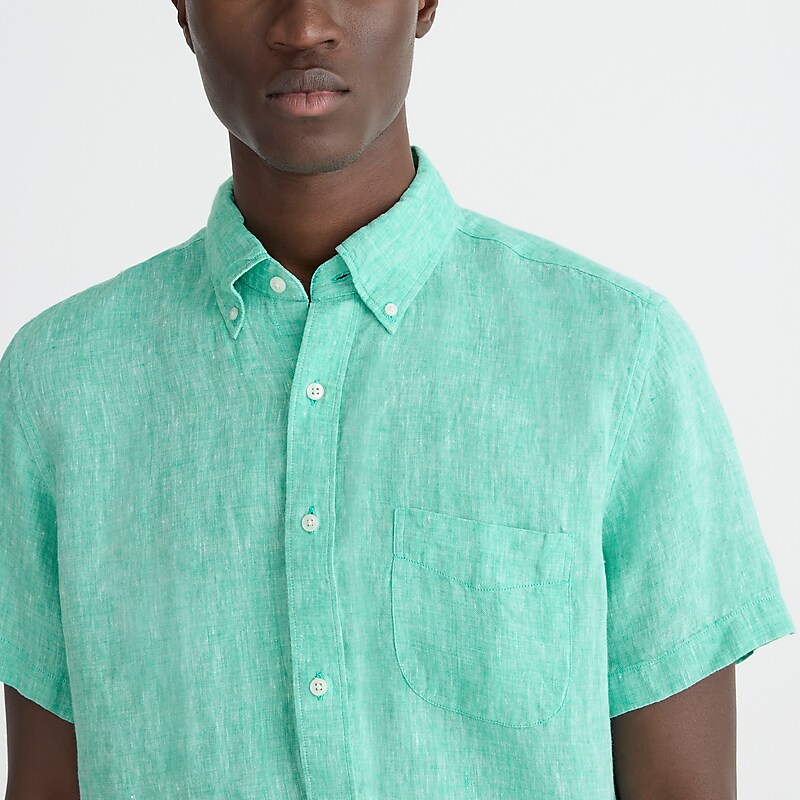 Aquamarine J.Crew Short-sleeve Baird McNutt Irish linen shirt | J.Crew Factory | XQJHV5914