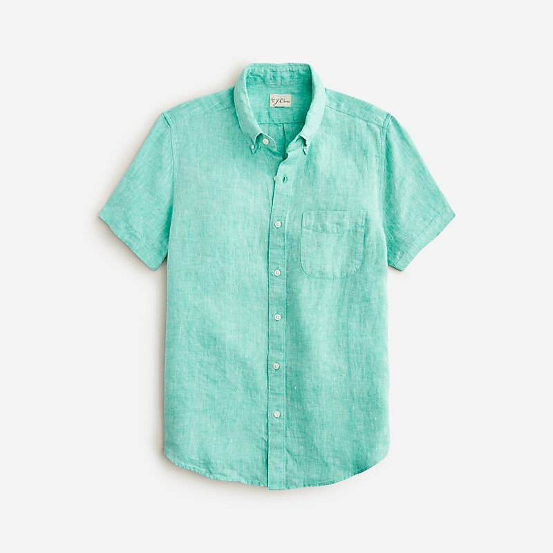 Aquamarine J.Crew Short-sleeve Baird McNutt Irish linen shirt | J.Crew Factory | XQJHV5914