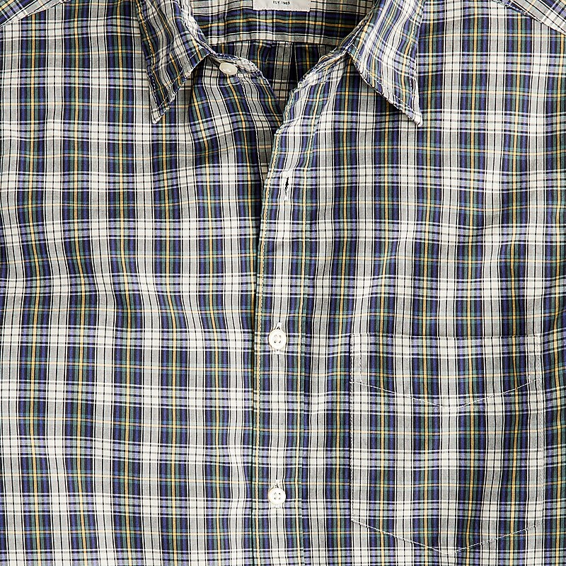 Arthur Plaid Navy Whit J.Crew Relaxed short-sleeve midweight denim shirt | J.Crew Factory | AVRMJ5396