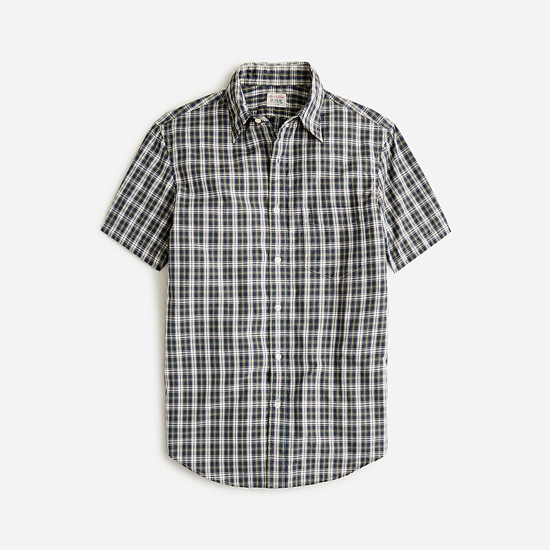 Arthur Plaid Navy Whit J.Crew Relaxed short-sleeve midweight denim shirt | J.Crew Factory | AVRMJ5396