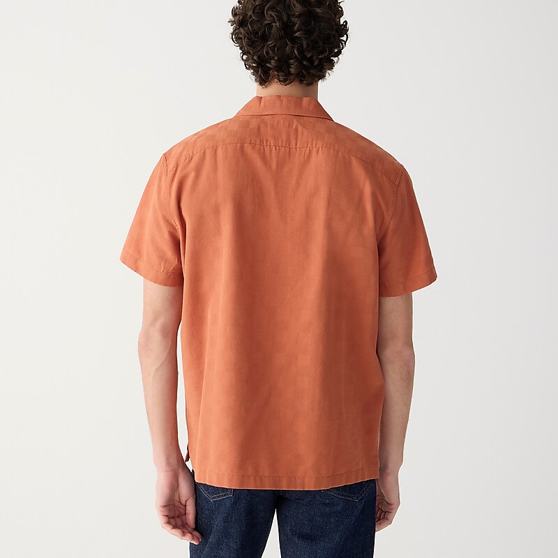 Baked Terracotta J.Crew Short-sleeve textured cotton camp-collar shirt | J.Crew Factory | DLBWC1450