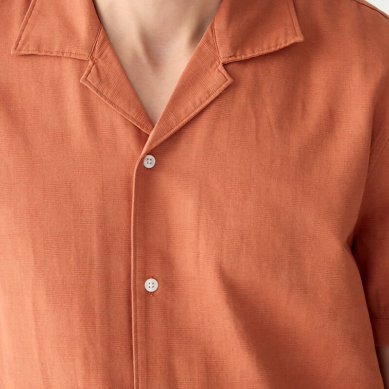 Baked Terracotta J.Crew Short-sleeve textured cotton camp-collar shirt | J.Crew Factory | DLBWC1450