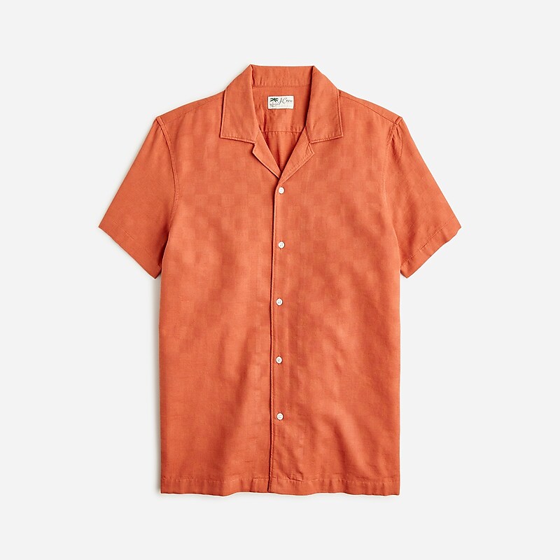 Baked Terracotta J.Crew Short-sleeve textured cotton camp-collar shirt | J.Crew Factory | DLBWC1450