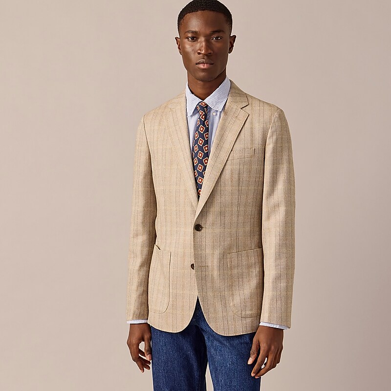 Beige Multi Herringbon J.Crew Ludlow Slim-fit blazer in English cotton-wool blend | J.Crew Factory | TNIEB6982