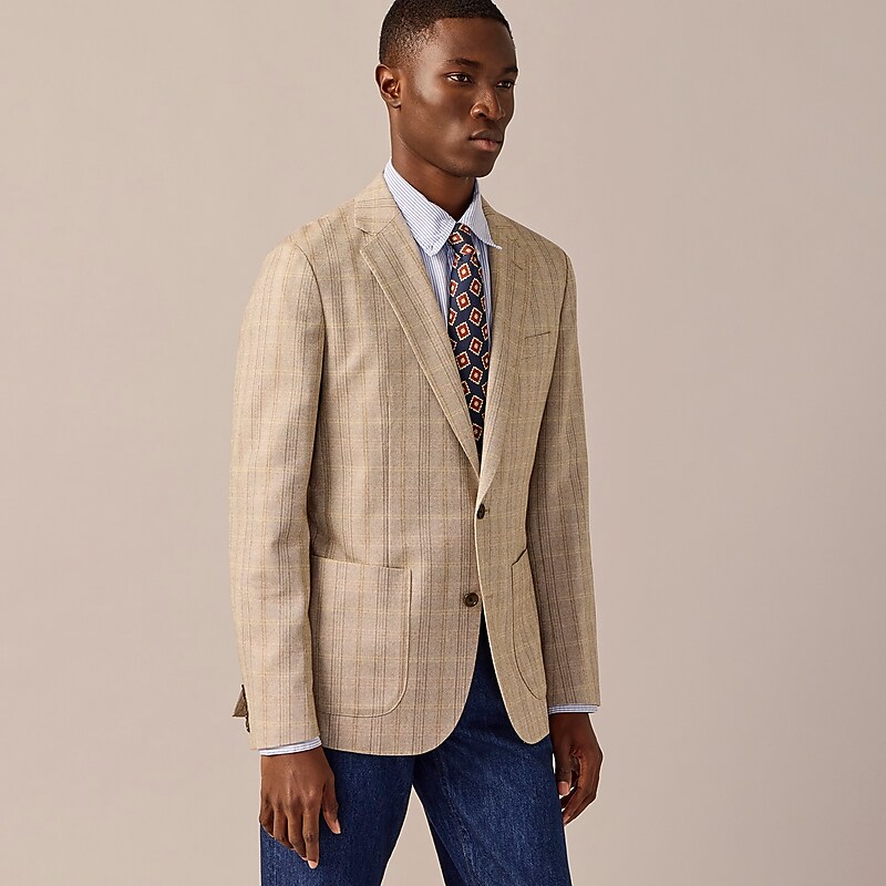 Beige Multi Herringbon J.Crew Ludlow Slim-fit blazer in English cotton-wool blend | J.Crew Factory | TNIEB6982