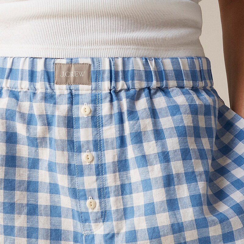 Benette Gingham J.Crew Relaxed boxer short in gingham linen-cotton blend | J.Crew Factory | EAROG6914