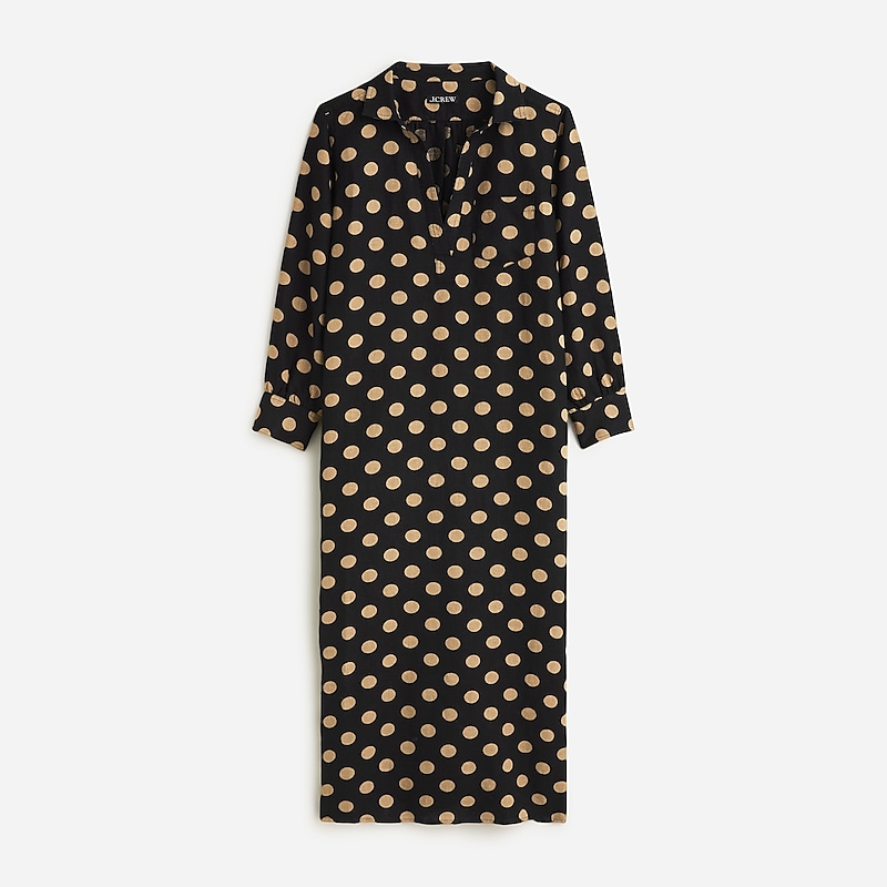 Black Dot J.Crew Bungalow embroidered dress in linen | J.Crew Factory | QTJFX4095