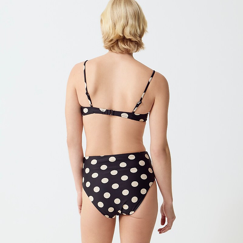 Black Dot J.Crew High-rise full-coverage bikini bottom in reversible dot-stripe print | J.Crew Factory | HXFND8061