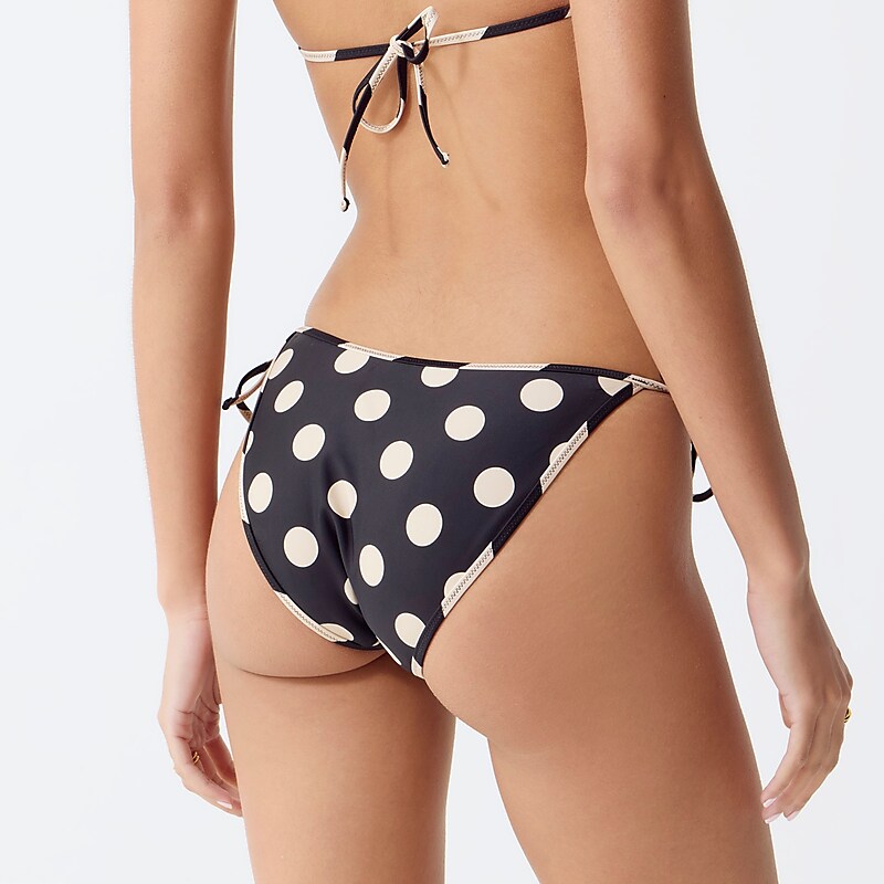 Black Dot J.Crew String hipster bikini bottom in reversible dot-stripe print | J.Crew Factory | ZRXUQ6750