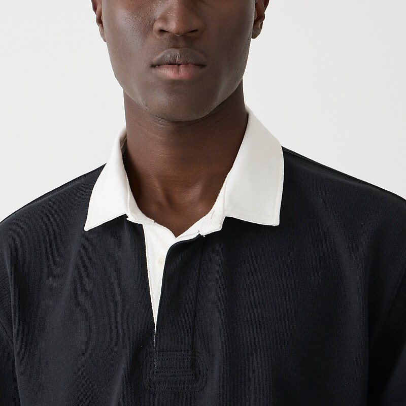 Black Ivory Collar Comb J.Crew Rugby shirt in solid | J.Crew Factory | ECQLV0291