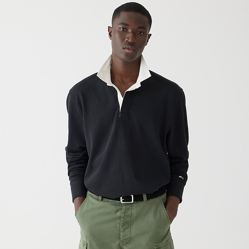 Black Ivory Collar Comb J.Crew Rugby shirt in solid | J.Crew Factory | ECQLV0291