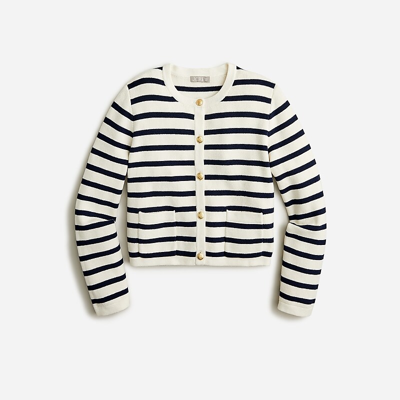 Black Ivory J.Crew Emilie sweater lady jacket with contrast trim | J.Crew Factory | AMPEG7948