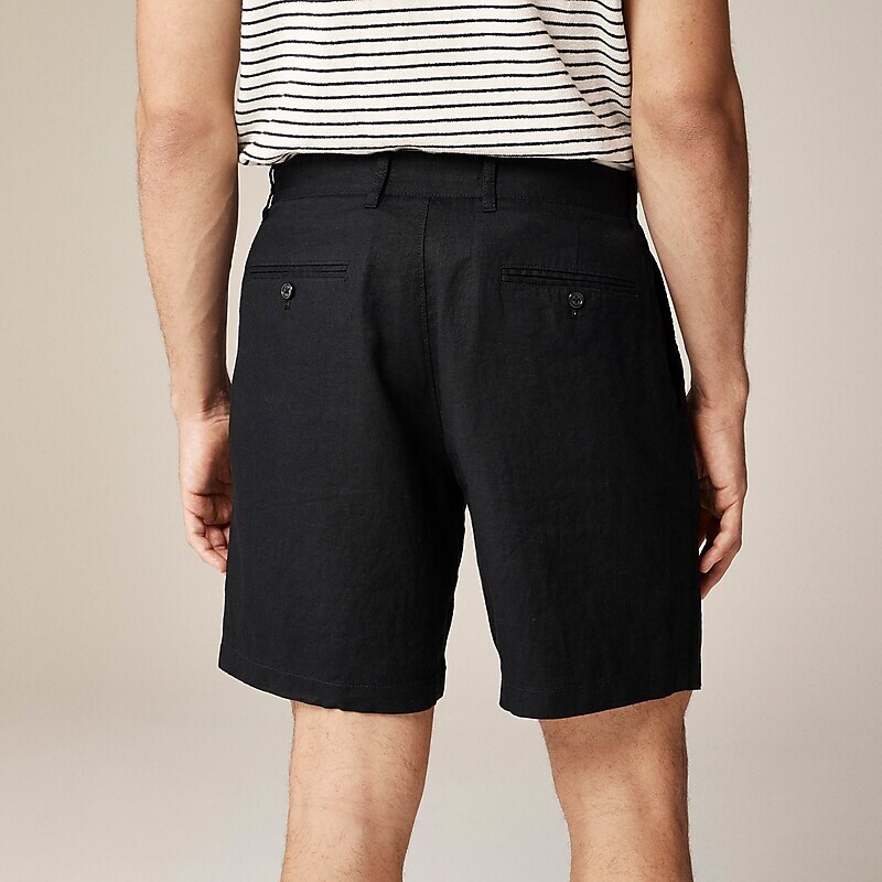 Black J.Crew 7.5'' pleated linen short | J.Crew Factory | FPCWX3489