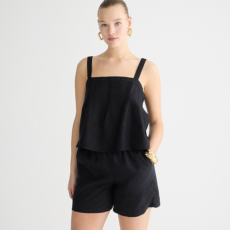 Black J.Crew Bow-back linen top | J.Crew Factory | NIEZQ0624