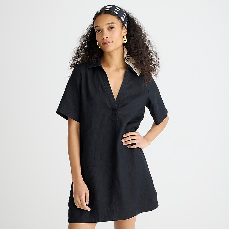 Black J.Crew Bungalow popover dress linen | J.Crew Factory | GAJQL9201