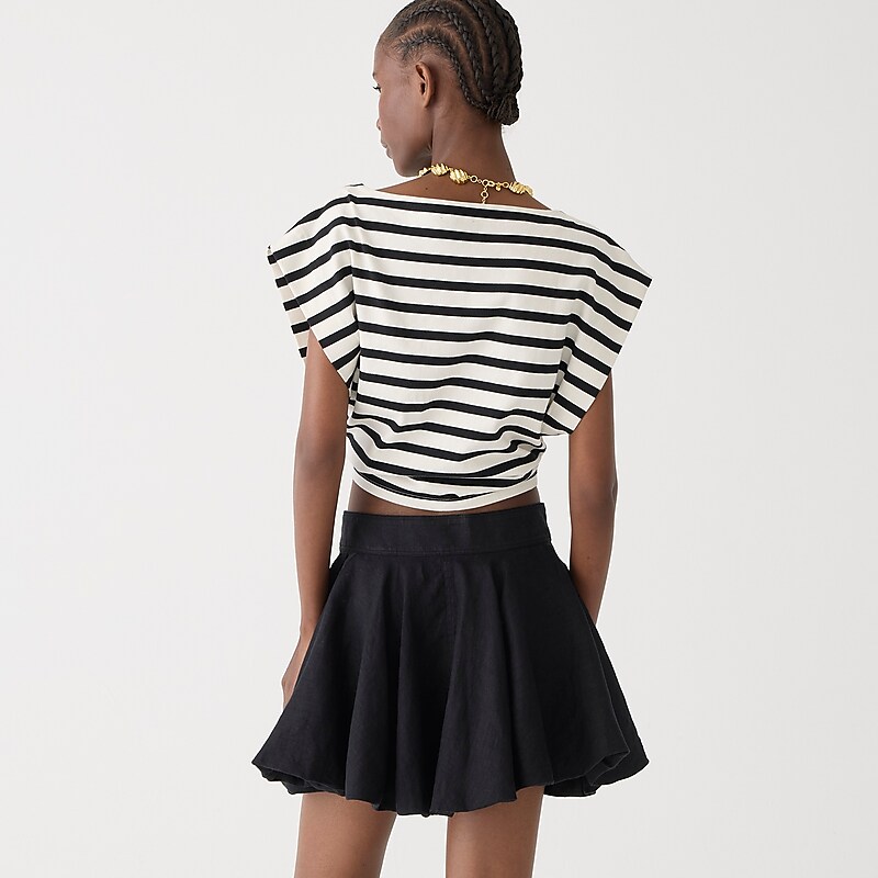 Black J.Crew Button-up mini skirt in linen | J.Crew Factory | YSQJL9427