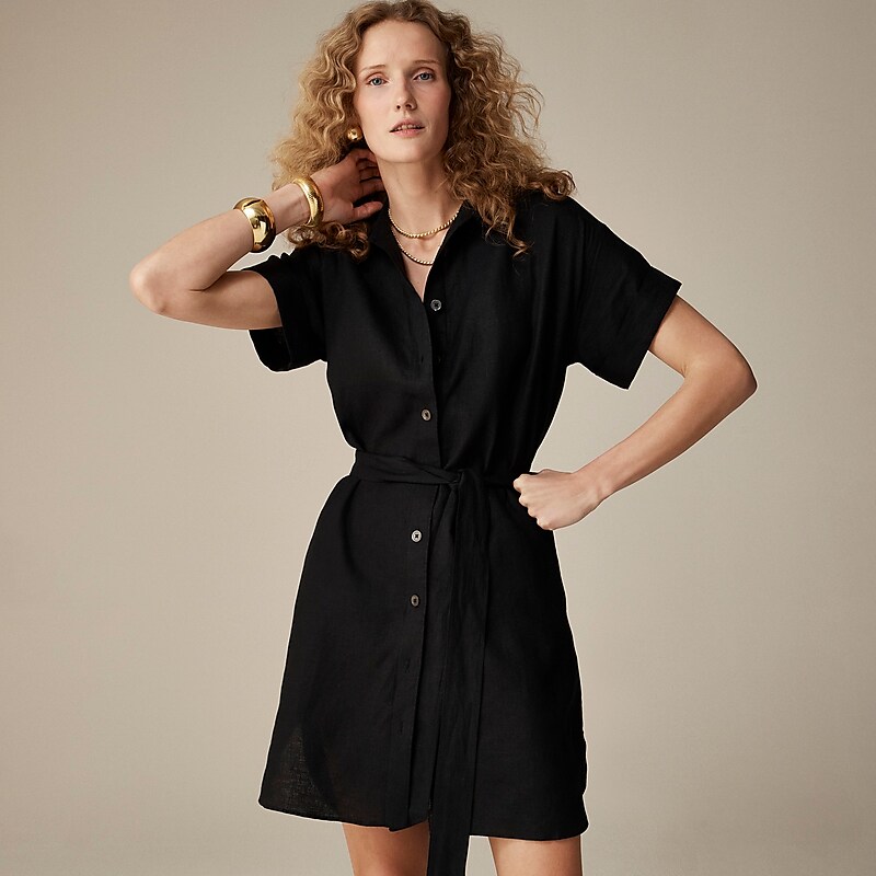 Black J.Crew Capitaine shirtdress in linen | J.Crew Factory | EFPXC8172