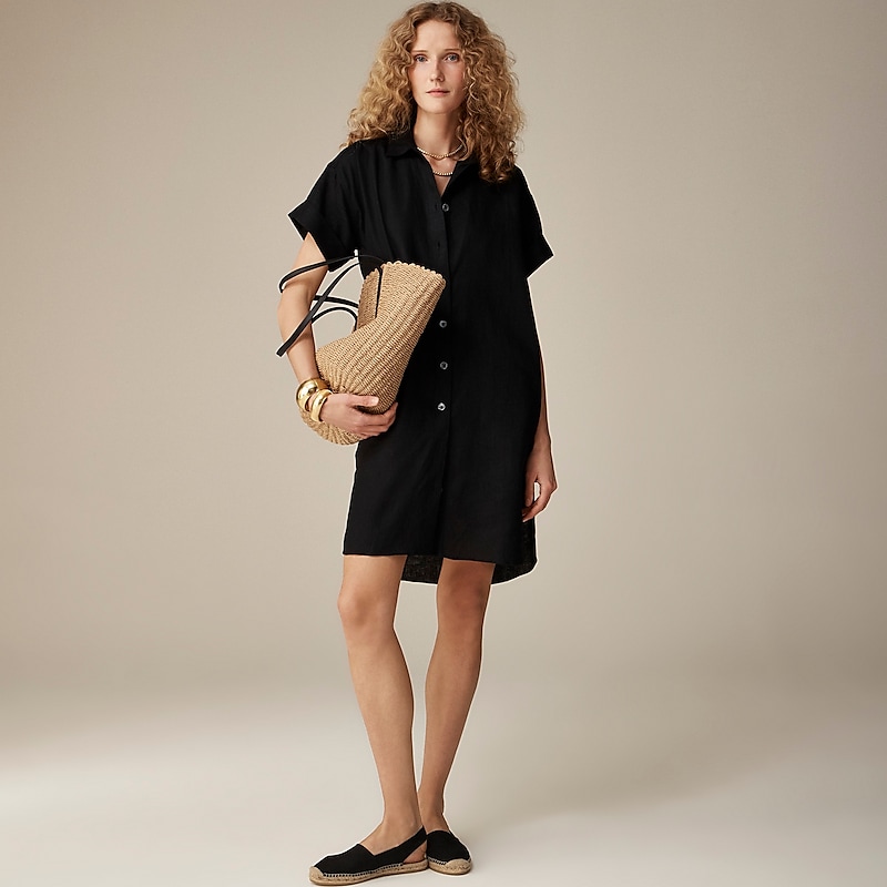 Black J.Crew Capitaine shirtdress in linen | J.Crew Factory | EFPXC8172