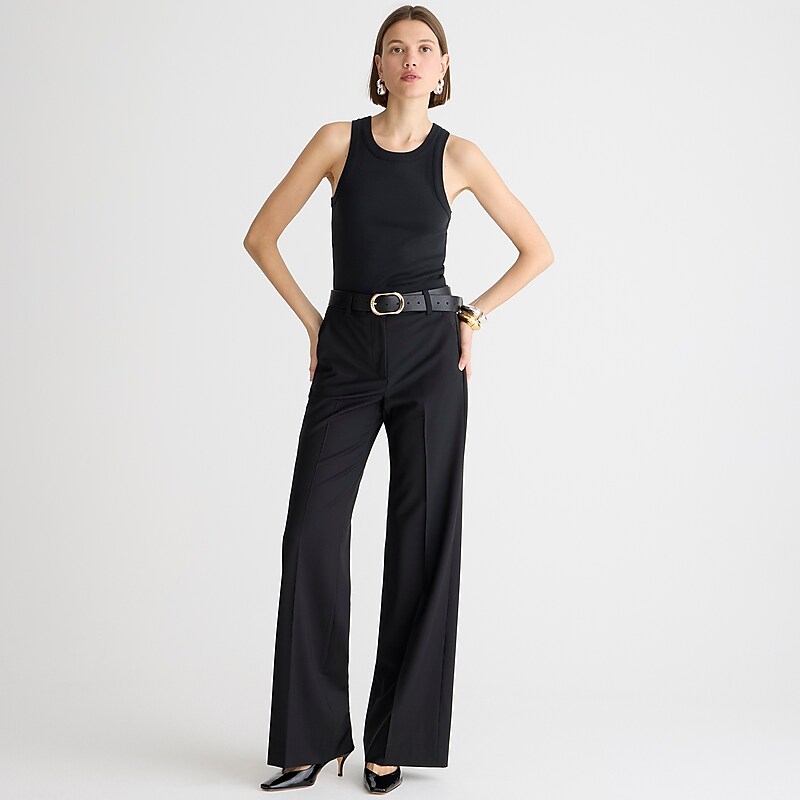 Black J.Crew Carolina flare pant in lightweight wool blend | J.Crew Factory | XBPGT1543