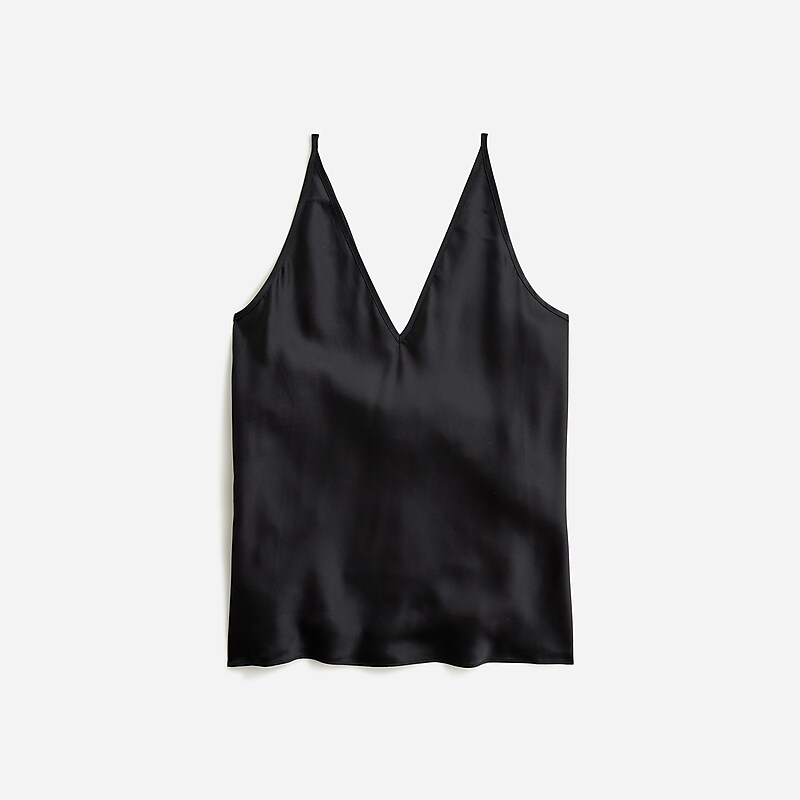 Black J.Crew Carrie V-neck camisole in silk | J.Crew Factory | FLUSH8162