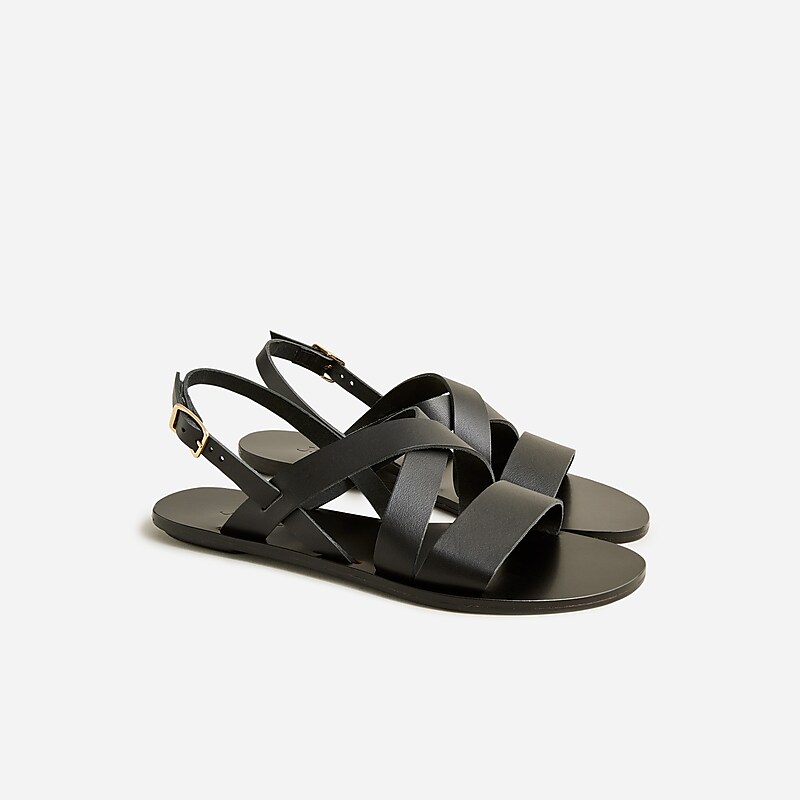 Black J.Crew Carsen made-in-Italy slingback sandals in leather | J.Crew Factory | GTYWB8453