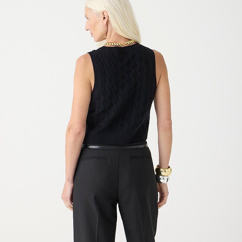 Black J.Crew Cashmere cropped cable-knit sweater-vest | J.Crew Factory | DVTPU0137