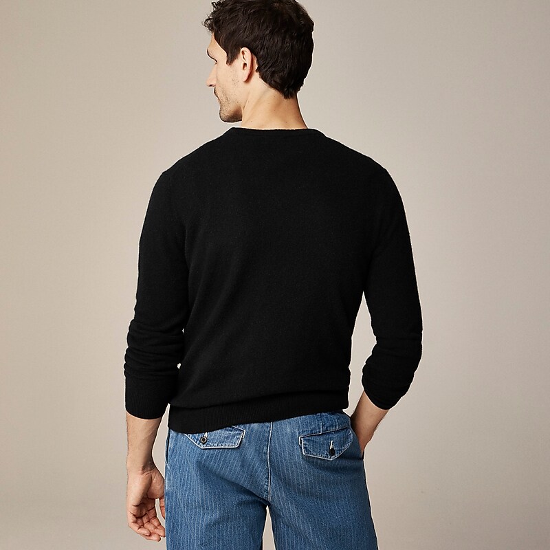 Black J.Crew Cashmere jacquard crewneck sweater | J.Crew Factory | IMOPV7192