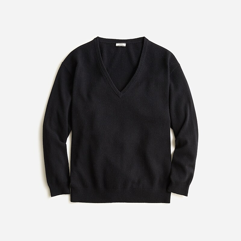 Black J.Crew Cashmere relaxed V-neck sweater | J.Crew Factory | YKCDW4526