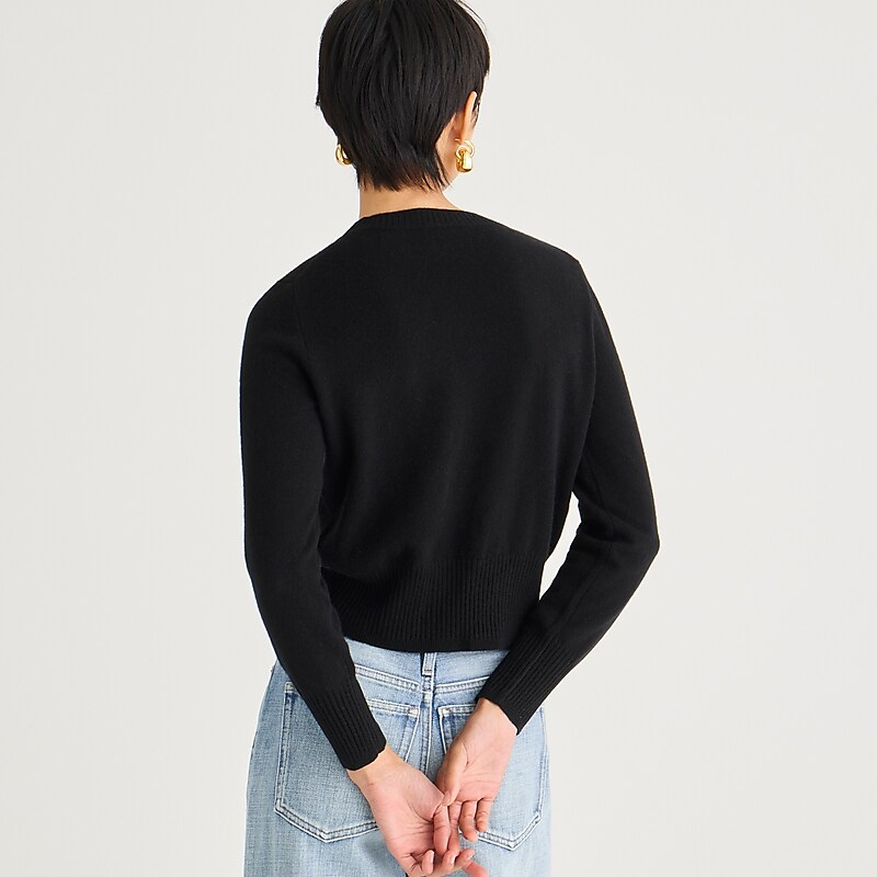 Black J.Crew Cashmere shrunken crewneck sweater | J.Crew Factory | JKQFA2371