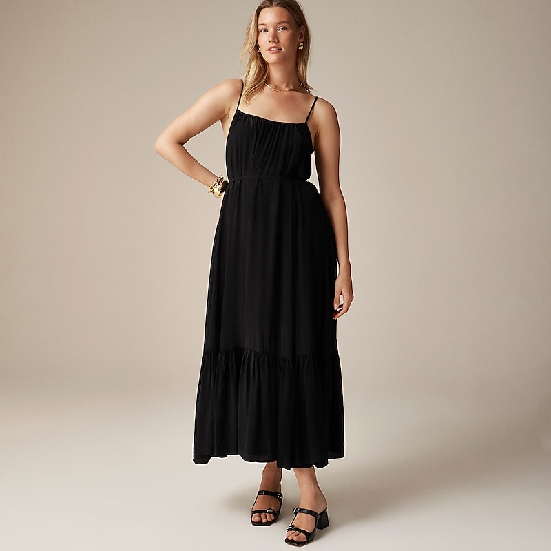 Black J.Crew Caspia dress crepe de chine | J.Crew Factory | UHVCJ8523