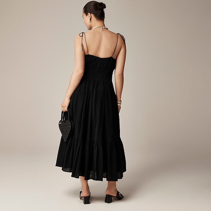 Black J.Crew Clio dress in textured gauze | J.Crew Factory | EDTCA7043