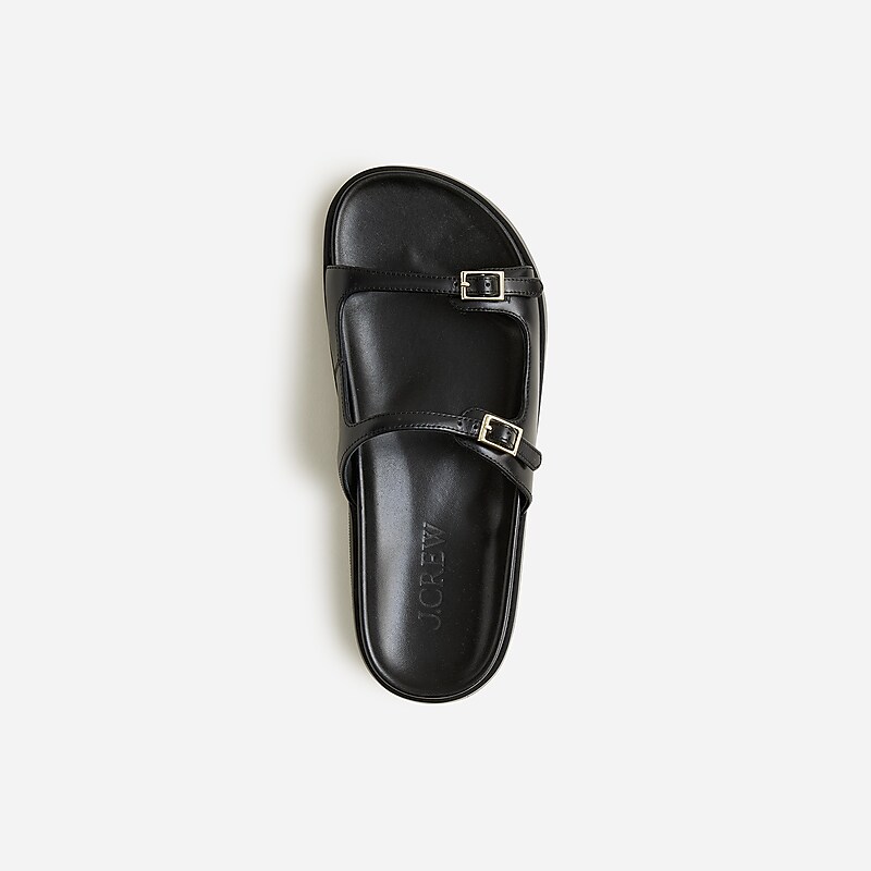 Black J.Crew Colbie buckle sandals in leather | J.Crew Factory | ZRJVL8910