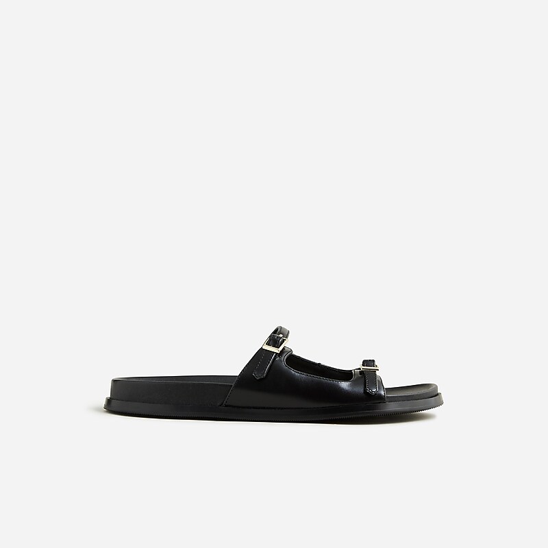 Black J.Crew Colbie buckle sandals in leather | J.Crew Factory | ZRJVL8910