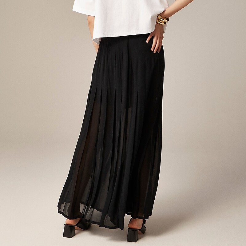 Black J.Crew Collection maxi skirt in lightweight chiffon | J.Crew Factory | ZTFYS3028