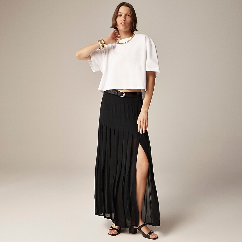 Black J.Crew Collection maxi skirt in lightweight chiffon | J.Crew Factory | ZTFYS3028