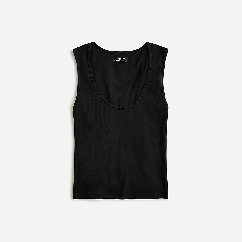 Black J.Crew Cropped fine rib scoopneck tank top | J.Crew Factory | YSBID5276