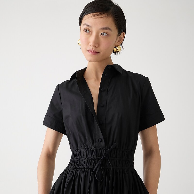 Black J.Crew Elena shirtdress in cotton poplin | J.Crew Factory | MUQVJ3804